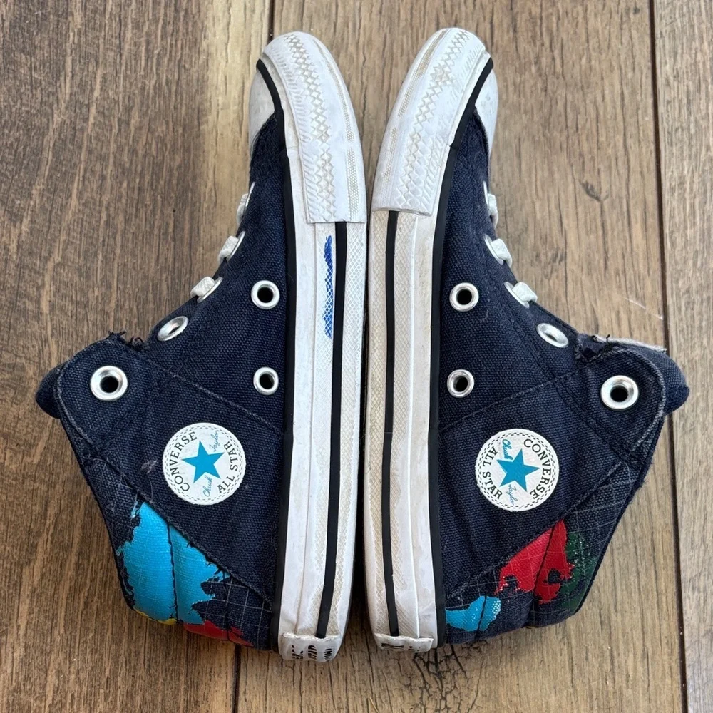 Converse Atlas Map Globe Kids' Navy High-Top Chucks Sneakers sz 12
